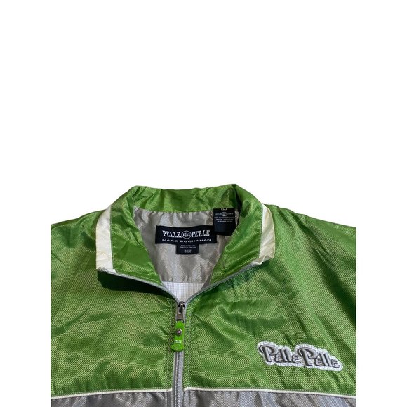 Vintage Pelle Pelle Jacket Y2K Lime Green Silver 90s Rain Coat - Picture 4 of 7